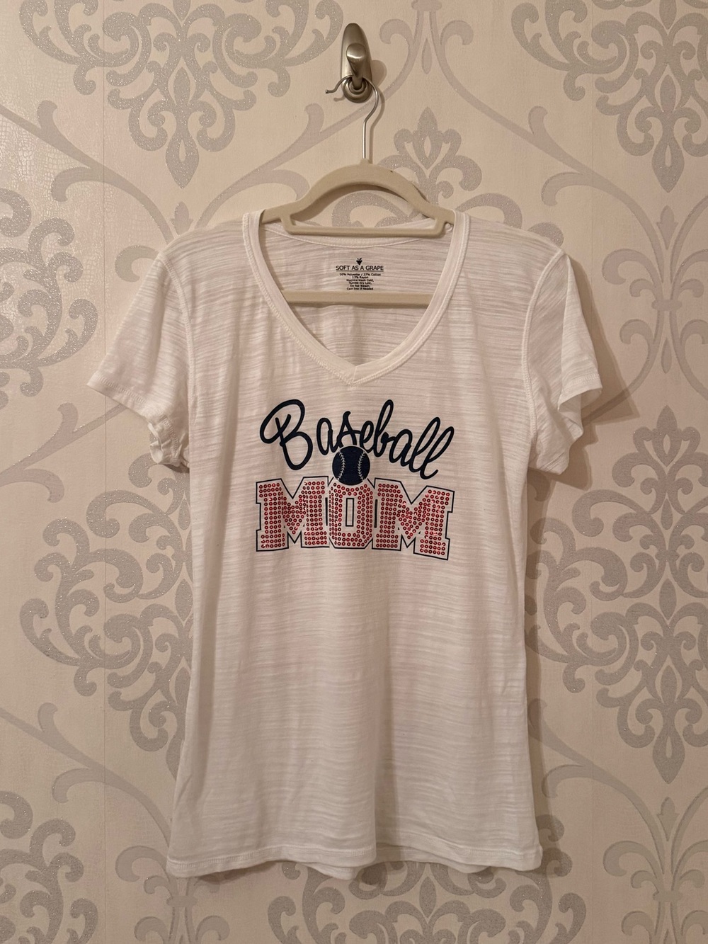Baseball Mom Graphic Tee - White